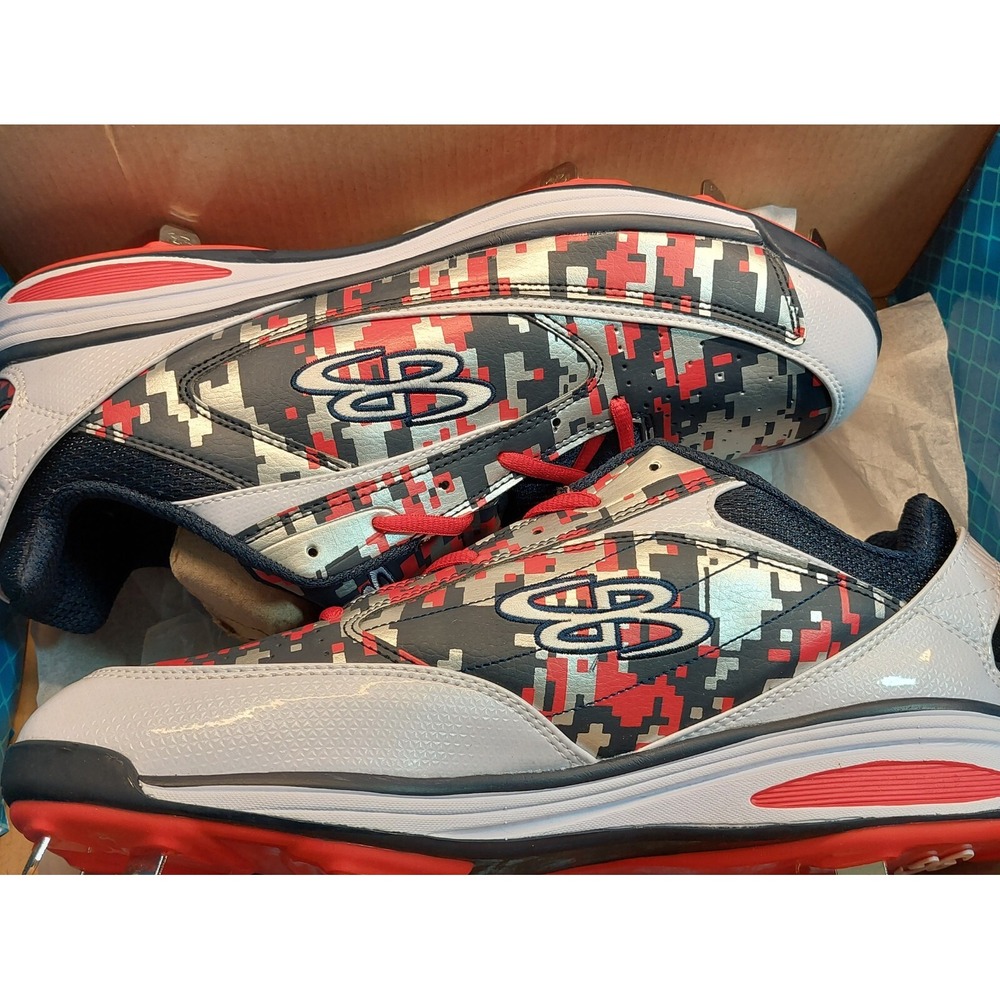 Boombah Men's 14 Metal Baseball Cleats Red Navy Blue Camo Shoes BM15052-7 - Picture 10 of 11
